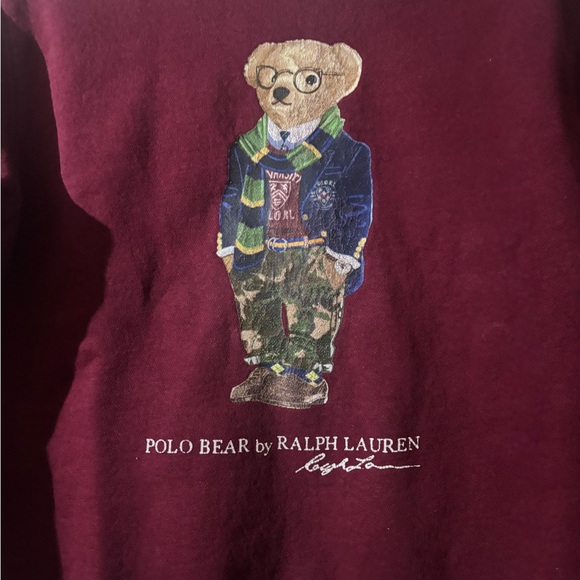 Polo by Ralph Lauren Preppy Bear Fleece Sweatshirt Crewneck Sweater - Picture 2 of 9